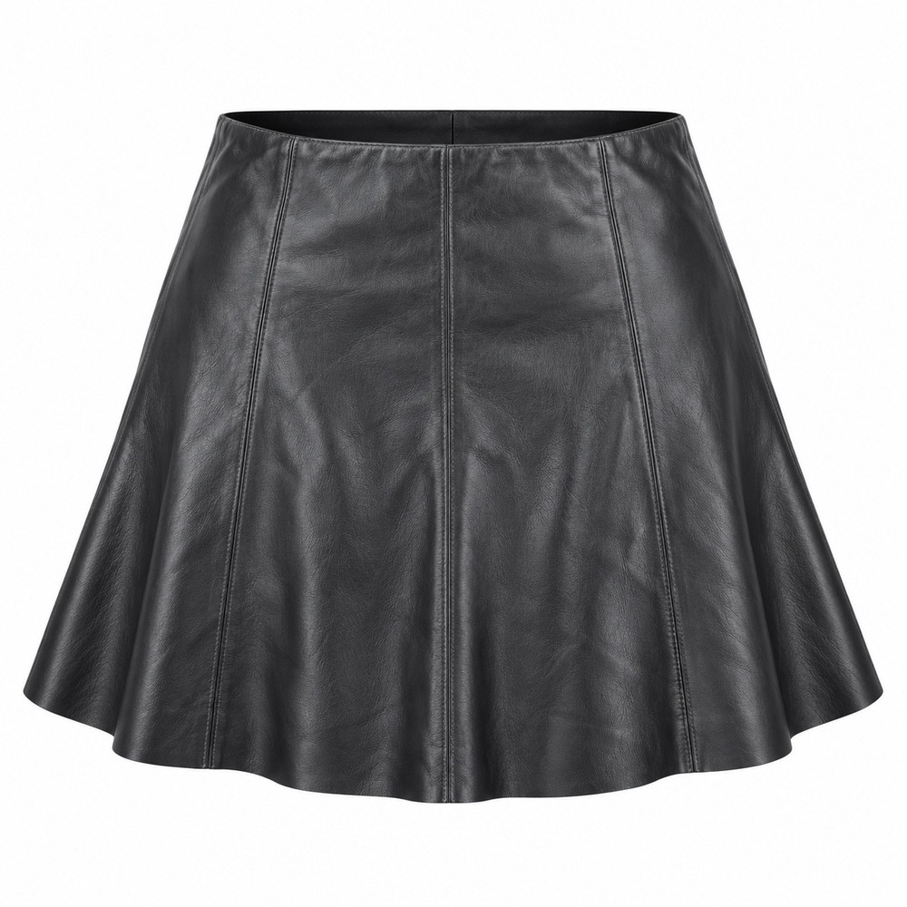 House of Harlow 1960 Womens Skirt L Vegan Leather Black Mini Flared Goth Chic